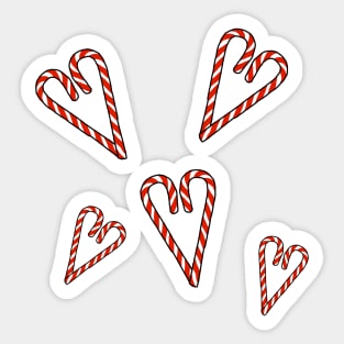 Christmas Candy Canes Hearts Sticker